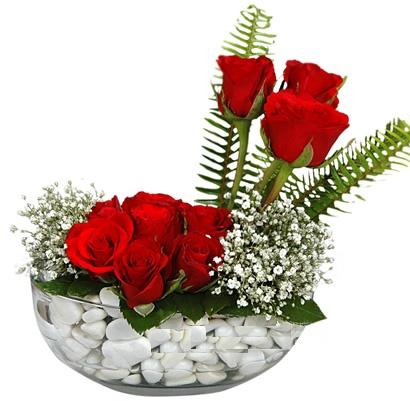 cam içerisinde 9 adet kirmizi gül  Kayseri çiçek uluslararası çiçek gönderme 