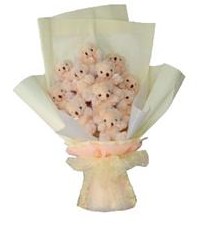 11 adet pelus ayicik buketi  Kayseri çiçek internetten çiçek satışı 