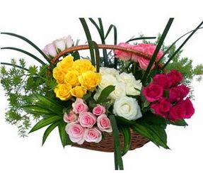  Kayseri çiçek internetten çiçek satışı  35 adet rengarenk güllerden sepet tanzimi