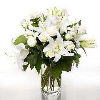  Kayseri çiçek çiçek satışı  1 dal cazablanca 7 adet beyaz gül vazosu