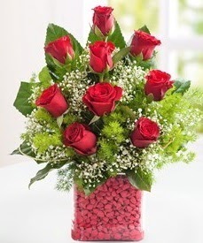 Cam içerisinde 9 adet kırmızı gül  Kayseri çiçek online çiçek gönderme sipariş 