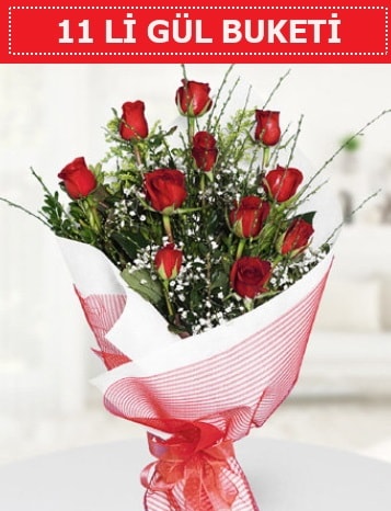 11 adet kırmızı gül buketi Aşk budur  Kayseri çiçek çiçek satışı 