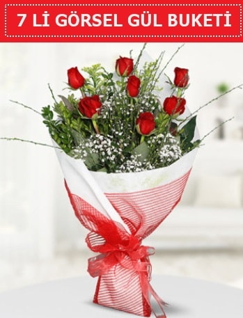 7 adet kırmızı gül buketi Aşk budur  Kayseri çiçek çiçekçi mağazası 
